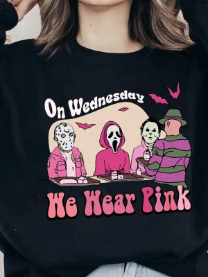 On Wednesday We Wear Pink Sweatshirt On Wednesdays We Wear Pink Halloween Halloween Sweatshirt Womens Halloween Shirt We Wear Pink On Wednesdays Quote Unique revetee 2