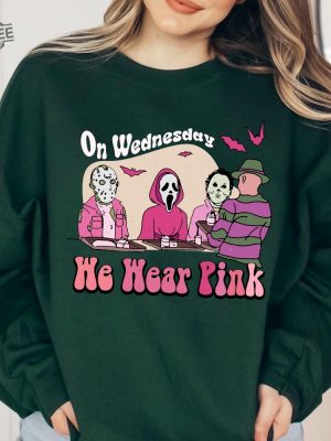 On Wednesday We Wear Pink Sweatshirt On Wednesdays We Wear Pink Halloween Halloween Sweatshirt Womens Halloween Shirt We Wear Pink On Wednesdays Quote Unique revetee 3