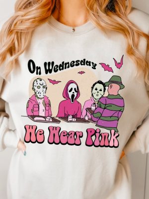 On Wednesday We Wear Pink Sweatshirt On Wednesdays We Wear Pink Halloween Halloween Sweatshirt Womens Halloween Shirt We Wear Pink On Wednesdays Quote Unique revetee 4