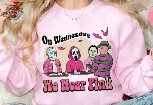 On Wednesday We Wear Pink Sweatshirt On Wednesdays We Wear Pink Halloween Halloween Sweatshirt Womens Halloween Shirt We Wear Pink On Wednesdays Quote Unique revetee 5