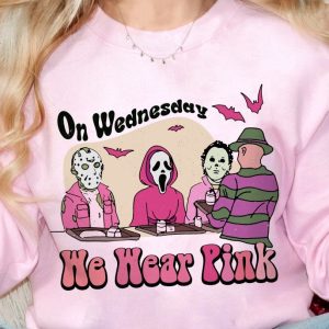 On Wednesday We Wear Pink Sweatshirt On Wednesdays We Wear Pink Halloween Halloween Sweatshirt Womens Halloween Shirt We Wear Pink On Wednesdays Quote Unique revetee 5