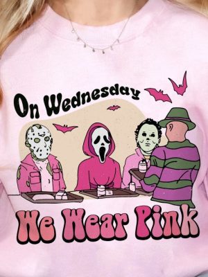 On Wednesday We Wear Pink Sweatshirt On Wednesdays We Wear Pink Halloween Halloween Sweatshirt Womens Halloween Shirt We Wear Pink On Wednesdays Quote Unique revetee 5