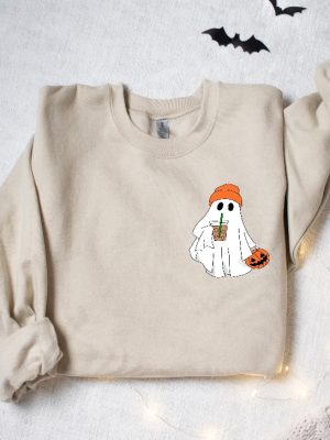 Little Ghost Ice Coffee Shirt Ghost Sweatshirt Halloween Tee Cute Ghost Shirt Little Ghost Ice Coffee Sweatshirt Boujee Halloween Shirt Halloween Pregnancy Announcement Shirt revetee 2