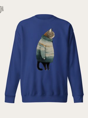 Fat Gray Cat In Sweater Unisex Crewneck Sweatshirt Cat Long Sleeve Shirt Cat Lover Gift Cat Mom Shirt Cat Daddy Shirt Deftones Cat Shirt Unique revetee 2