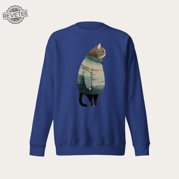 Fat Gray Cat In Sweater Unisex Crewneck Sweatshirt Cat Long Sleeve Shirt Cat Lover Gift Cat Mom Shirt Cat Daddy Shirt Deftones Cat Shirt Unique revetee 2