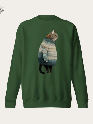 Fat Gray Cat In Sweater Unisex Crewneck Sweatshirt Cat Long Sleeve Shirt Cat Lover Gift Cat Mom Shirt Cat Daddy Shirt Deftones Cat Shirt Unique revetee 3