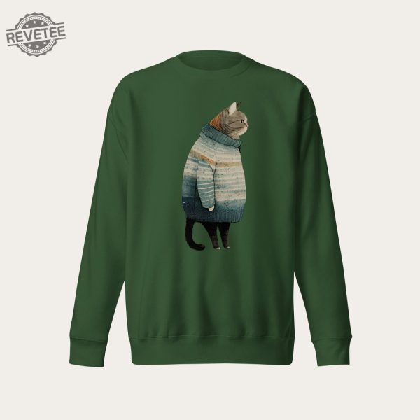 Fat Gray Cat In Sweater Unisex Crewneck Sweatshirt Cat Long Sleeve Shirt Cat Lover Gift Cat Mom Shirt Cat Daddy Shirt Deftones Cat Shirt Unique revetee 3