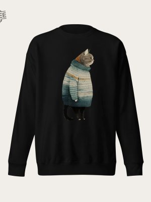 Fat Gray Cat In Sweater Unisex Crewneck Sweatshirt Cat Long Sleeve Shirt Cat Lover Gift Cat Mom Shirt Cat Daddy Shirt Deftones Cat Shirt Unique revetee 4