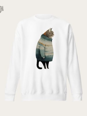 Fat Gray Cat In Sweater Unisex Crewneck Sweatshirt Cat Long Sleeve Shirt Cat Lover Gift Cat Mom Shirt Cat Daddy Shirt Deftones Cat Shirt Unique revetee 5