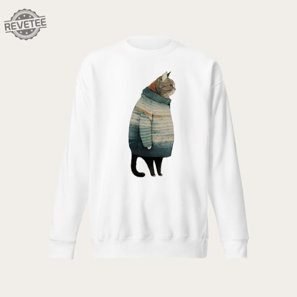 Fat Gray Cat In Sweater Unisex Crewneck Sweatshirt Cat Long Sleeve Shirt Cat Lover Gift Cat Mom Shirt Cat Daddy Shirt Deftones Cat Shirt Unique revetee 5