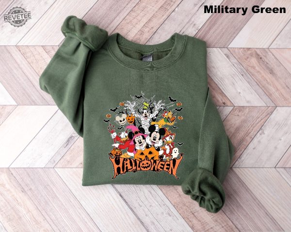 Retro Disneyland Halloween Sweatshirt Mickey And Friends Trick Or Treats 2023 Mickey Halloween Special Mickey And Minnie Wish Upon A Christmas Mickey Pumpkin Unique revetee 1