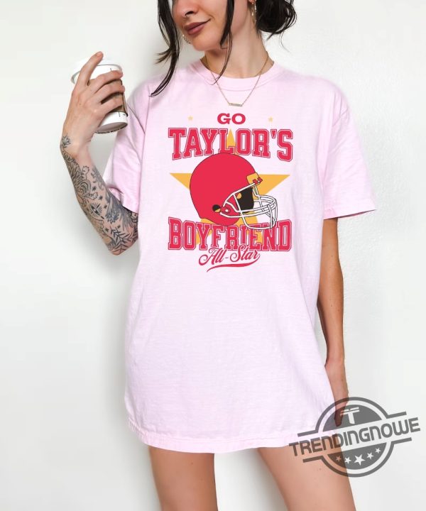 Go Taylors Boyfriend Shirt Vintage Travis Kelce T Shirt Funny Taylor Swift Inspired Shirt Football Shirt KC Football Shirt trendingnowe.com 2
