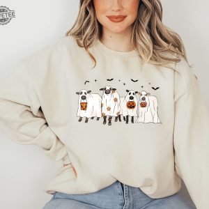 Halloween Sweatshirt Ghost Cows Sweatshirt Ghost Cows Sweatshirt Simple Halloween Costumes Halloween Horror Nights Merch 2023 Christmas Sweaters Halloween Hoodies revetee 4