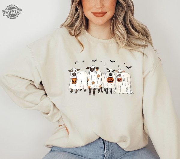 Halloween Sweatshirt Ghost Cows Sweatshirt Ghost Cows Sweatshirt Simple Halloween Costumes Halloween Horror Nights Merch 2023 Christmas Sweaters Halloween Hoodies revetee 4