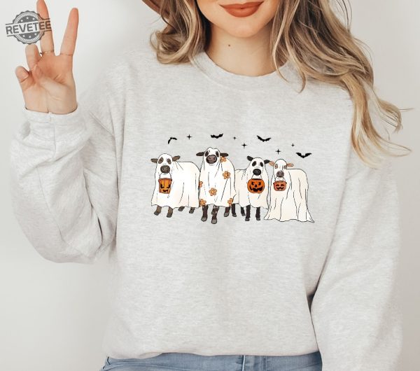 Halloween Sweatshirt Ghost Cows Sweatshirt Ghost Cows Sweatshirt Simple Halloween Costumes Halloween Horror Nights Merch 2023 Christmas Sweaters Halloween Hoodies revetee 5