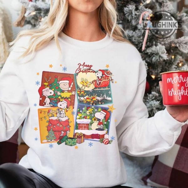 peanuts sweatshirt tshirt hoodie vintage charlie brown and friends merry christmas sweatshirt christmas family matching 2023 shirts snoopy ugly christmas sweater laughinks 2