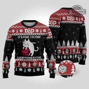 dungeons and dragons ugly christmas sweater all over printed cat dnd dice game artificial sweatshirt its fine im fine everything is fine xmas gifts laughinks 1