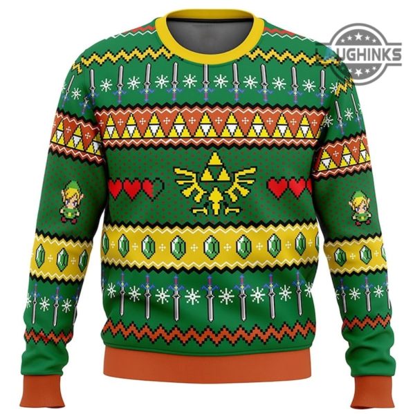 zelda costume all over printed artificial wool sweatshirt legend of zelda triforce ugly sweater zelda tears of the kingdom breath of the wild shirts christmas gifts laughinks 1