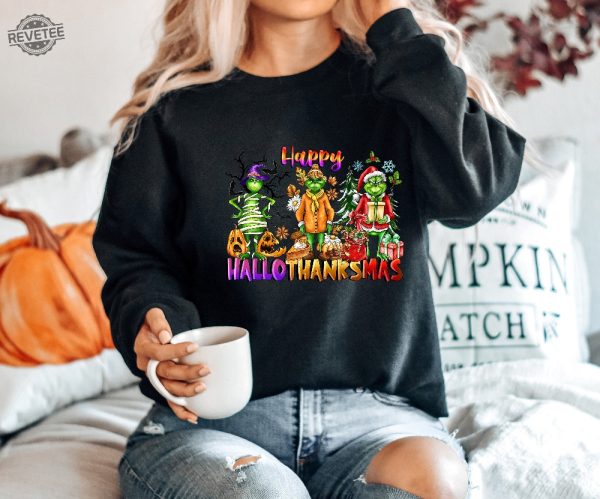 Happy Hallothanksmas Sweatshirt Christmas Sweatshirt Halloween Gift For Women This Is My Hallmark Christmas Movie Watching Shirt White Christmas Sweatshirt Unique revetee 3