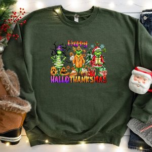 Happy Hallothanksmas Sweatshirt Christmas Sweatshirt Halloween Gift For Women This Is My Hallmark Christmas Movie Watching Shirt White Christmas Sweatshirt Unique revetee 4