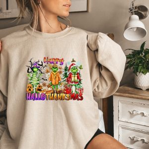 Happy Hallothanksmas Sweatshirt Christmas Sweatshirt Halloween Gift For Women This Is My Hallmark Christmas Movie Watching Shirt White Christmas Sweatshirt Unique revetee 5