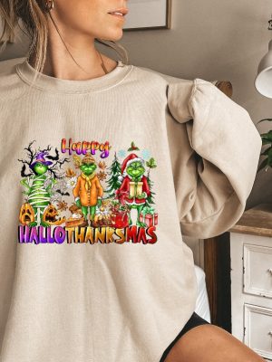 Happy Hallothanksmas Sweatshirt Christmas Sweatshirt Halloween Gift For Women This Is My Hallmark Christmas Movie Watching Shirt White Christmas Sweatshirt Unique revetee 5