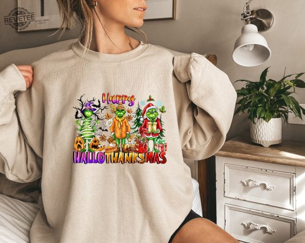 Happy Hallothanksmas Sweatshirt Christmas Sweatshirt Halloween Gift For Women This Is My Hallmark Christmas Movie Watching Shirt White Christmas Sweatshirt Unique revetee 5