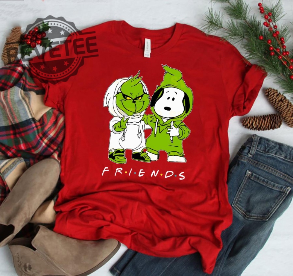 Friend Between Grinch Green And Peanuts Snoopy Christmas T Shirt Grinch Costume Adult Shirt Hoodie Unique