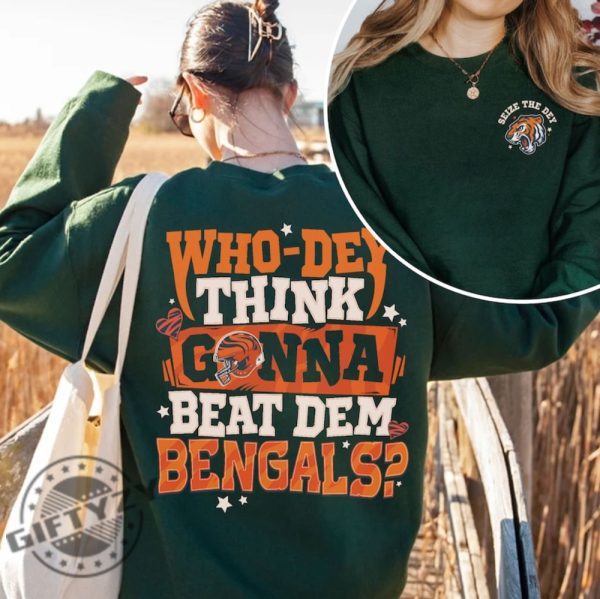 Bengals Shirt Whodey Think Gonna Beat Them Bengals Crewneck Sweatshirt Cincinnati Football Hoodie Cincinnati Fan Pullover Sweater Game Day Pullover Tshirt giftyzy 2