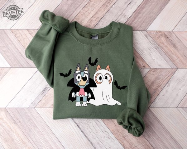 Bluey And Bingo Funny Halloween Spooky Season Sweatshirt Bluey Dad Hoodie Bluey Hoodie For Adults Spooky Month Its Spooky Season Meme Halloween Movies Not Scary revetee 1