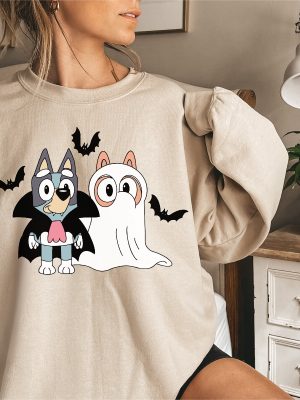 Bluey And Bingo Funny Halloween Spooky Season Sweatshirt Bluey Dad Hoodie Bluey Hoodie For Adults Spooky Month Its Spooky Season Meme Halloween Movies Not Scary revetee 2