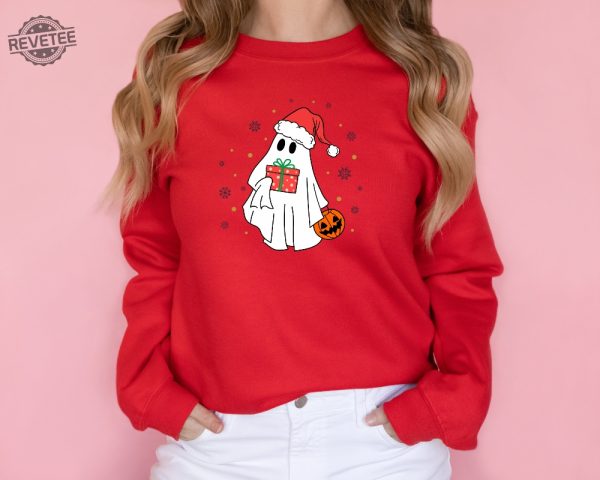 Ghost Santa Sweatshirt Christmas Ghost Gift Christmas Sweatshirt Christmas Ghost Ghost Santa Christmas Gift Ideas Funny Christmas Sweatshirt Unique revetee 1