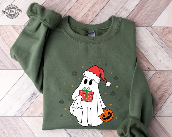 Ghost Santa Sweatshirt Christmas Ghost Gift Christmas Sweatshirt Christmas Ghost Ghost Santa Christmas Gift Ideas Funny Christmas Sweatshirt Unique revetee 3