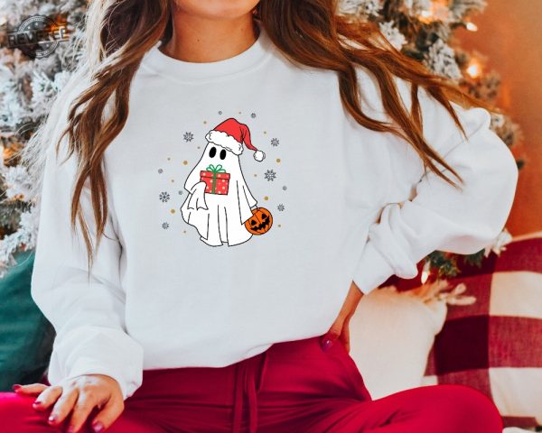 Ghost Santa Sweatshirt Christmas Ghost Gift Christmas Sweatshirt Christmas Ghost Ghost Santa Christmas Gift Ideas Funny Christmas Sweatshirt Unique revetee 4