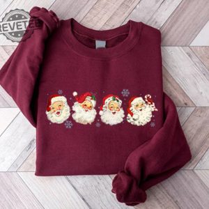 Retro Santa Claus Shirt Cheerful Santa Shirt Santa Merry Christmas Shirt Funny Christmas Shirt Santa Claus Shirt Hoodie Sweatshirt Long Sleeve Shirt Unique revetee 4