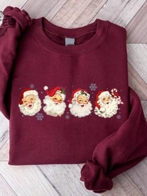 Retro Santa Claus Shirt Cheerful Santa Shirt Santa Merry Christmas Shirt Funny Christmas Shirt Santa Claus Shirt Hoodie Sweatshirt Long Sleeve Shirt Unique revetee 4