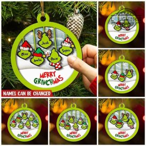 grinch family ornament wooden grinch christmas ornaments personalized funny grinch faces merry grinchmas xmas tree decorations grinch hand with ornament laughinks 1