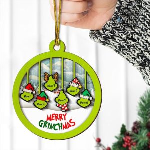grinch family ornament wooden grinch christmas ornaments personalized funny grinch faces merry grinchmas xmas tree decorations grinch hand with ornament laughinks 2