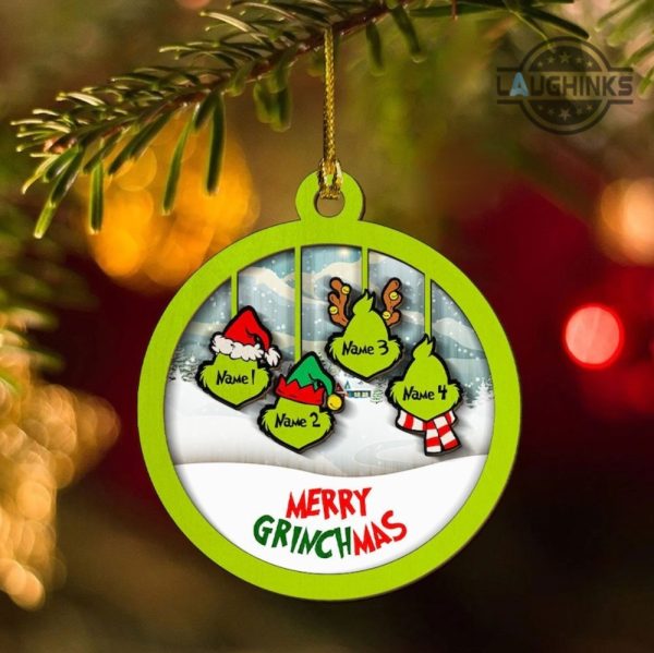 grinch family ornament wooden grinch christmas ornaments personalized funny grinch faces merry grinchmas xmas tree decorations grinch hand with ornament laughinks 4