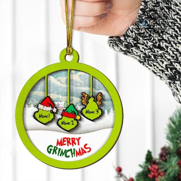 grinch family ornament wooden grinch christmas ornaments personalized funny grinch faces merry grinchmas xmas tree decorations grinch hand with ornament laughinks 6