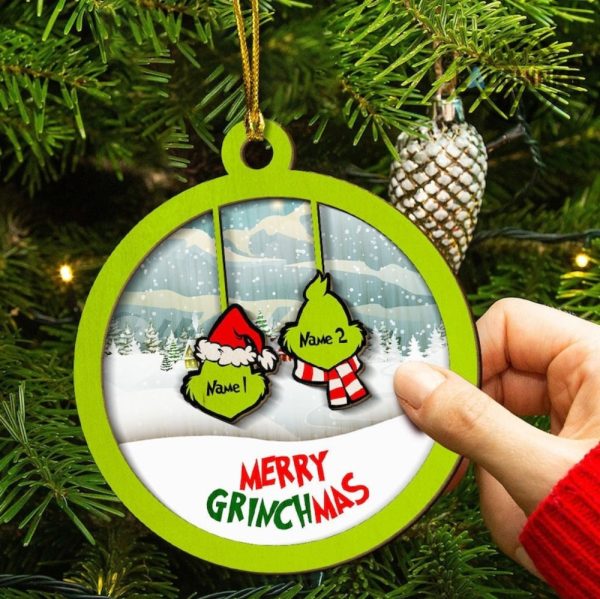 grinch family ornament wooden grinch christmas ornaments personalized funny grinch faces merry grinchmas xmas tree decorations grinch hand with ornament laughinks 7