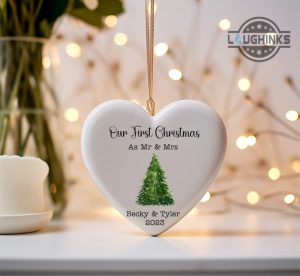 newlywed ornament personalized our first christmas just married as mr and mrs ornament custom name date christmas ornaments wedding marriage keepsake gift laughinks 1