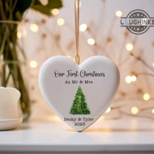 newlywed ornament personalized our first christmas just married as mr and mrs ornament custom name date christmas ornaments wedding marriage keepsake gift laughinks 1
