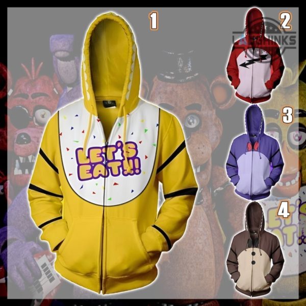 five nights at freddys shirt sweatshirt hoodie adults kids all over printed movie fnaf video game shirts freddy fazbear bonnie chica foxy cosplay halloween costume laughinks 1