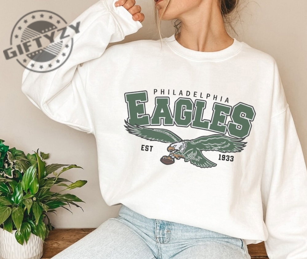 Philadelphia Eagles Throwback Hoodie Sweatshirt Birds Logo Football NFL New  Men