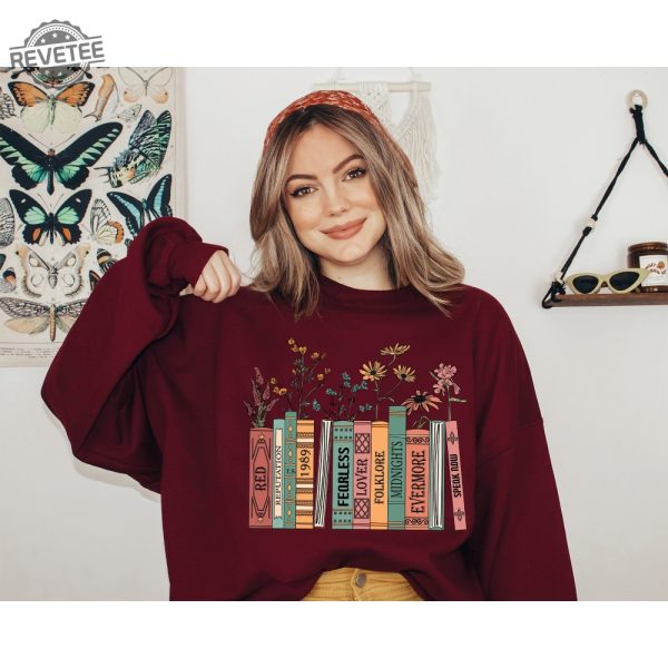 Albums As Books Sweatshirt Trendy Aesthetic For Book Lovers Crewneck Sweater Taylor Swift Folklore Shirt Taylor Swift Chiefs Shirt Taylor Swift T Shirt Ideas Taylor Swift Red T Shirt revetee 7