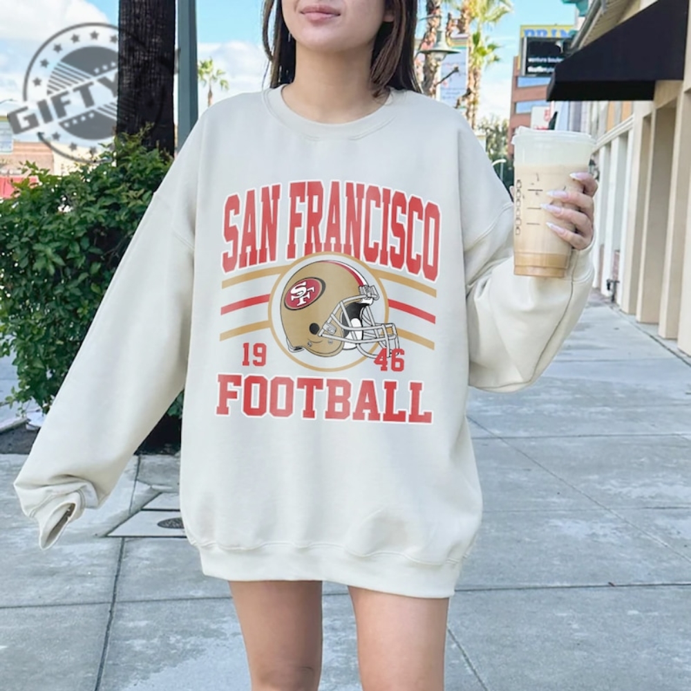 San Francisco Football Retro Shirt San Francisco Unisex Graphic Tshirt Cute San Fran Gift For Her Hoodie Vintage Sf Tailgate Sweatshirt San Francisco Football Shirt giftyzy 1