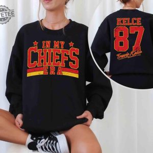 Retro In My Chiefs Era Shirt Vintage Travis Kelce Tshirt America Football Sweatshirt Football Fan Gifts Travis Kelce The Eras Tour revetee 2