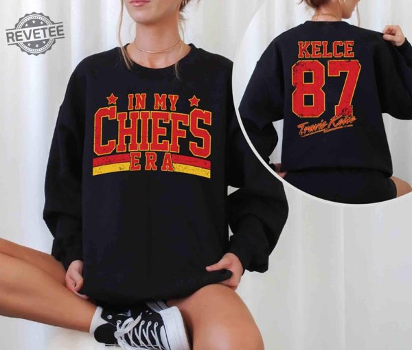 Retro In My Chiefs Era Shirt Vintage Travis Kelce Tshirt America Football Sweatshirt Football Fan Gifts Travis Kelce The Eras Tour revetee 2