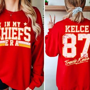 Retro In My Chiefs Era Shirt Vintage Travis Kelce Tshirt America Football Sweatshirt Football Fan Gifts Travis Kelce The Eras Tour revetee 6